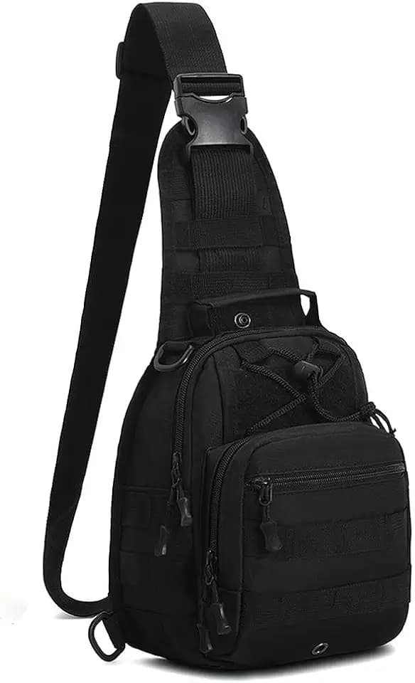 Viriber Tactical Backpack, Waterproof Military Cross-body Molle Sling Shoulder Backpack Chest Bag for Outdoor Every Day Carry Black