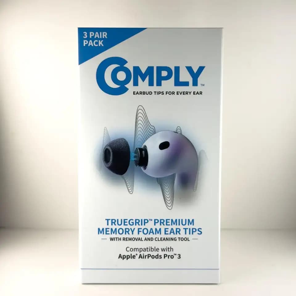 Comply TrueGrip | Premium Memory Schaumstoff Ersatz-Ohrstöpsel für Apple AirPods Pro (3 Generation) | hervorragende Geräuschisolierung| schwarz, Größe M, 3 Paar