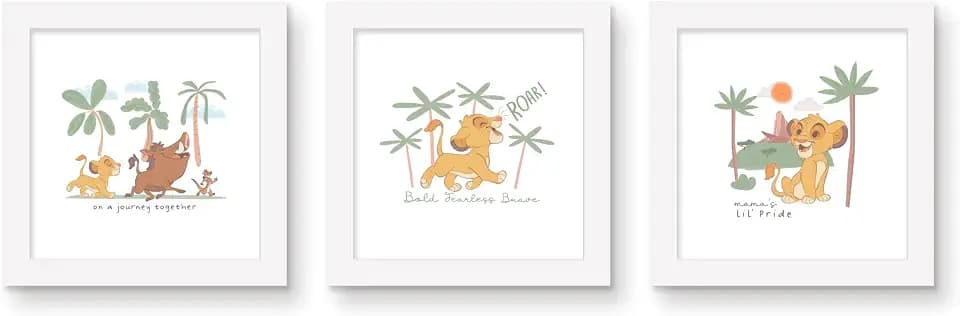 Trends International Gallery Pops Disney The Lion King - Starry Meadows Wall Art Bundle (3-Pack) Gallery Pops Wall Art, White Framed Version