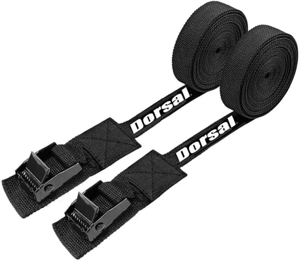 DORSAL Surfboard Tie Down Straps - 15 Ft Roof Rack for Surf, Kayak, SUP, Black 2 Pack