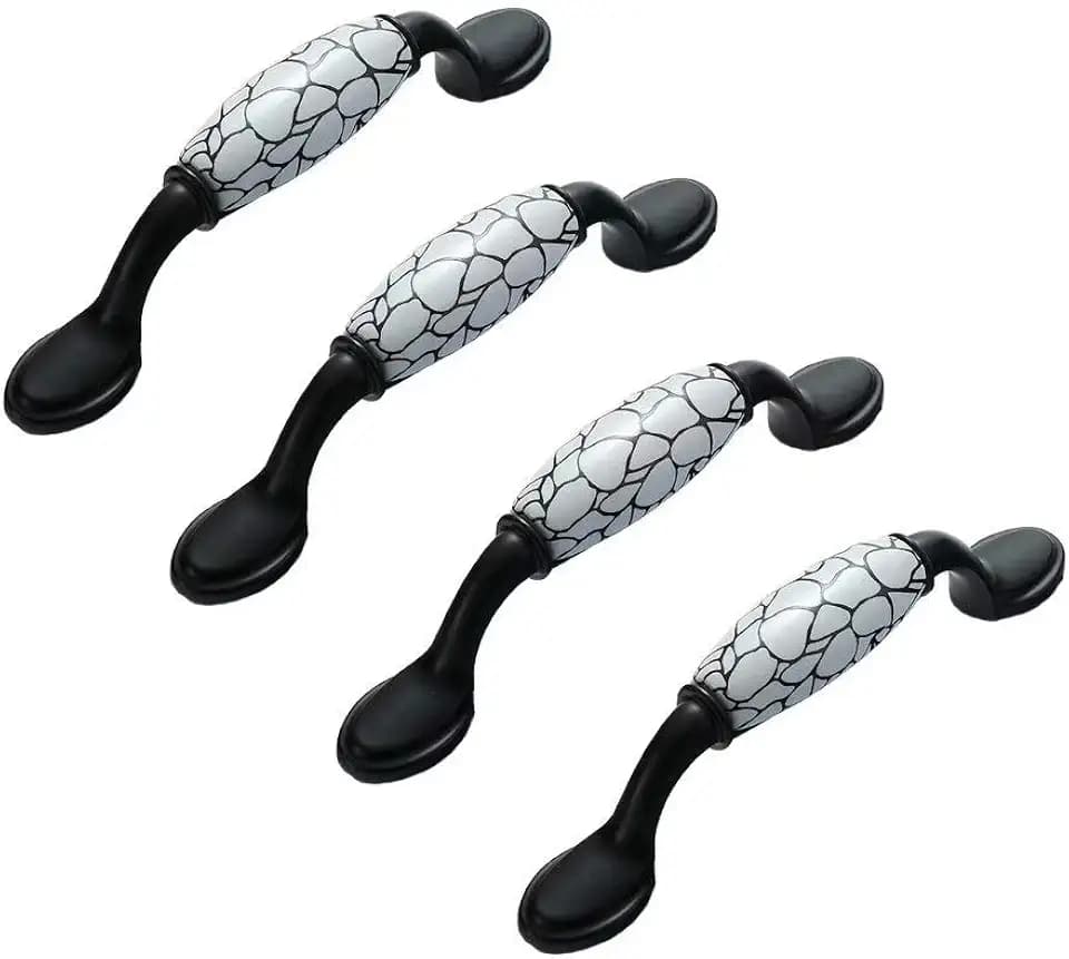 4 Stück Möbelgriffe Schrankgriffe Keramik Aluminiumlegierung Griffe Küche Schrank Schublade Türgriffe ziehen Griff (96mm)