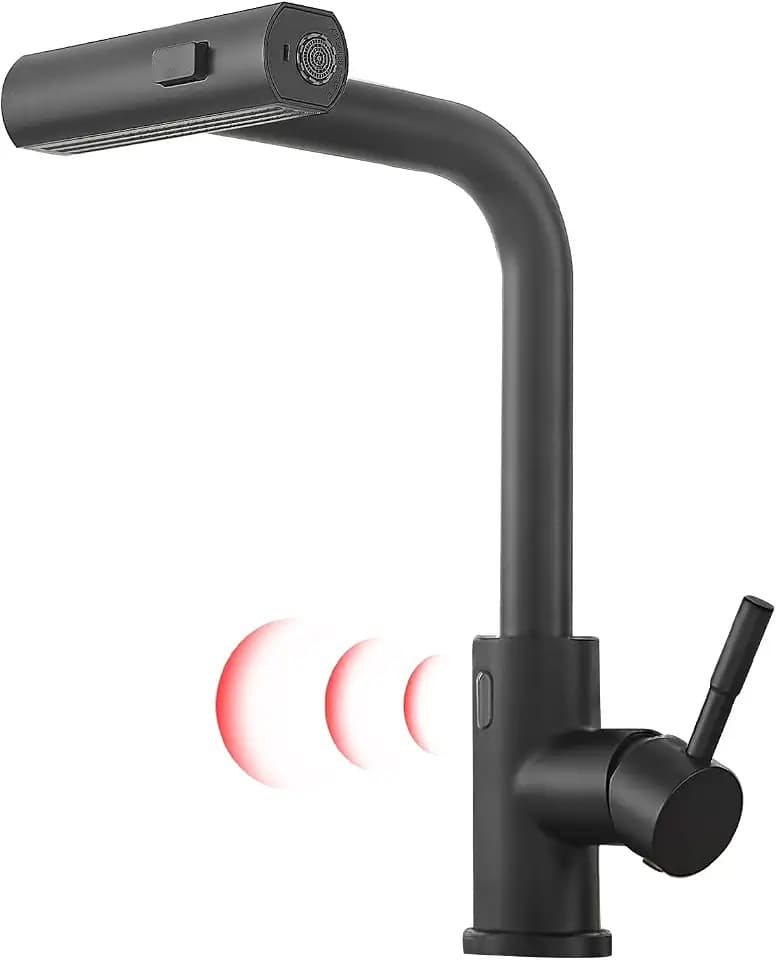 GIMILI Black Touchless Kitchen Sink Faucet with Pull Down Sprayer 15 Inch
