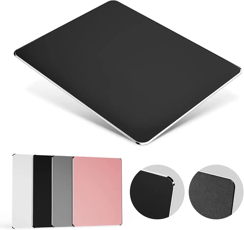 HONKID Hard Metal Mouse Pad for Desk Travel Mouse Pad for Magic Mouse Black