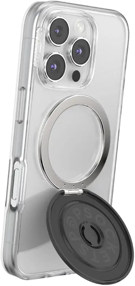 PopSockets Kick-Out Grip für MagSafe, Verstellbarer Ständer für Hoch- oder Querformat, Magnetischer Halter, Black - Black
