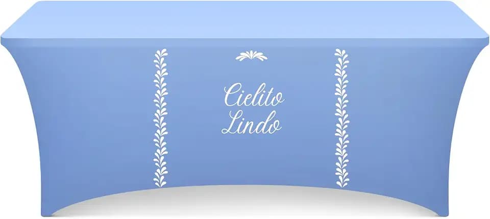 Oudain 6ft Cielito Lindo Party Decoration Tablecloth Fitted Stretch Spandex Table Cover Mexican Cielito Lindo Baby Shower Tablecloth for Standard Folding Table Cinco De Mayo Fiesta Decor(Blue)