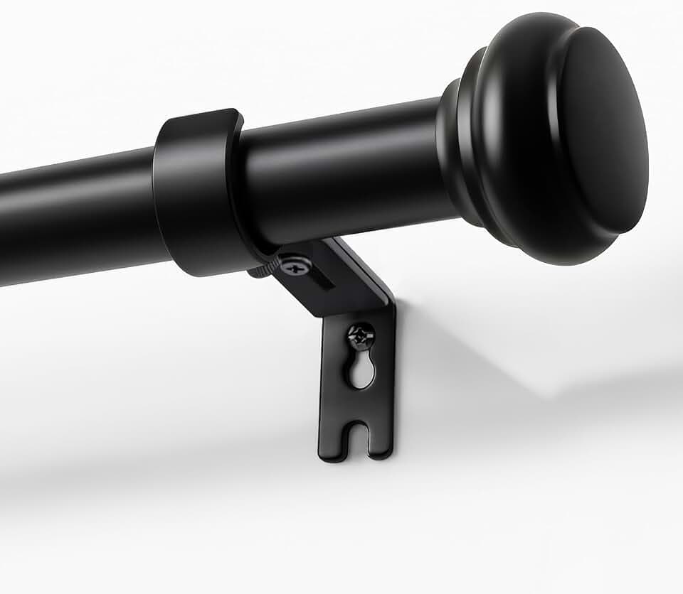 Joydeco 32-120 inch Curtain Rod Adjustable, 1" Diameter Heavy Duty Curtain Rods for Windows, Decorative Splicing Window Rods with Resin Finials for Living Room Bedroom Kitchen