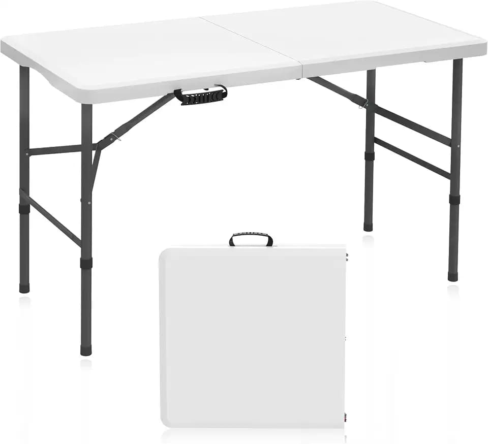 4FT Folding Table, Heavy Duty 400LBS-White