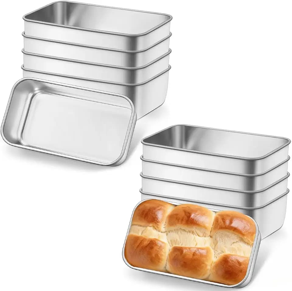 Leonyo 6.3x3.5IN Stainless Steel Mini Loaf Pans for Baking Bread,10 Pack