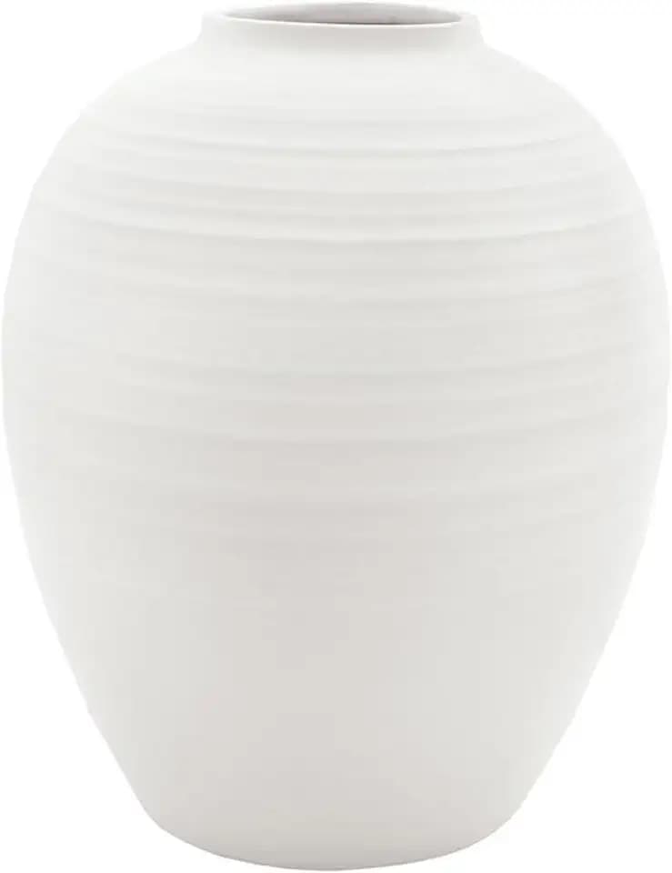 47th & Main White Ceramic Vase, 6.5" x 8"