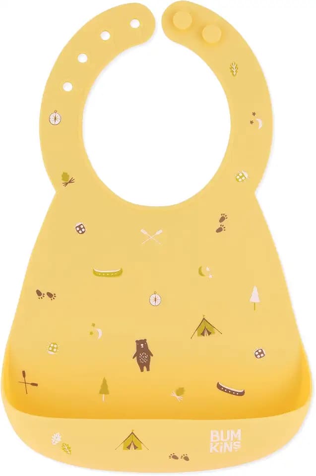 Bumkins Bibs, Silicone Pocket for Babies, Baby Bib for Girl or Boy, for 6-24 Months Up to Toddler, Essential Must Have for Eating, Feeding, Baby Led Weaning Supplies, Mess Saving, Camp Gear Yellow