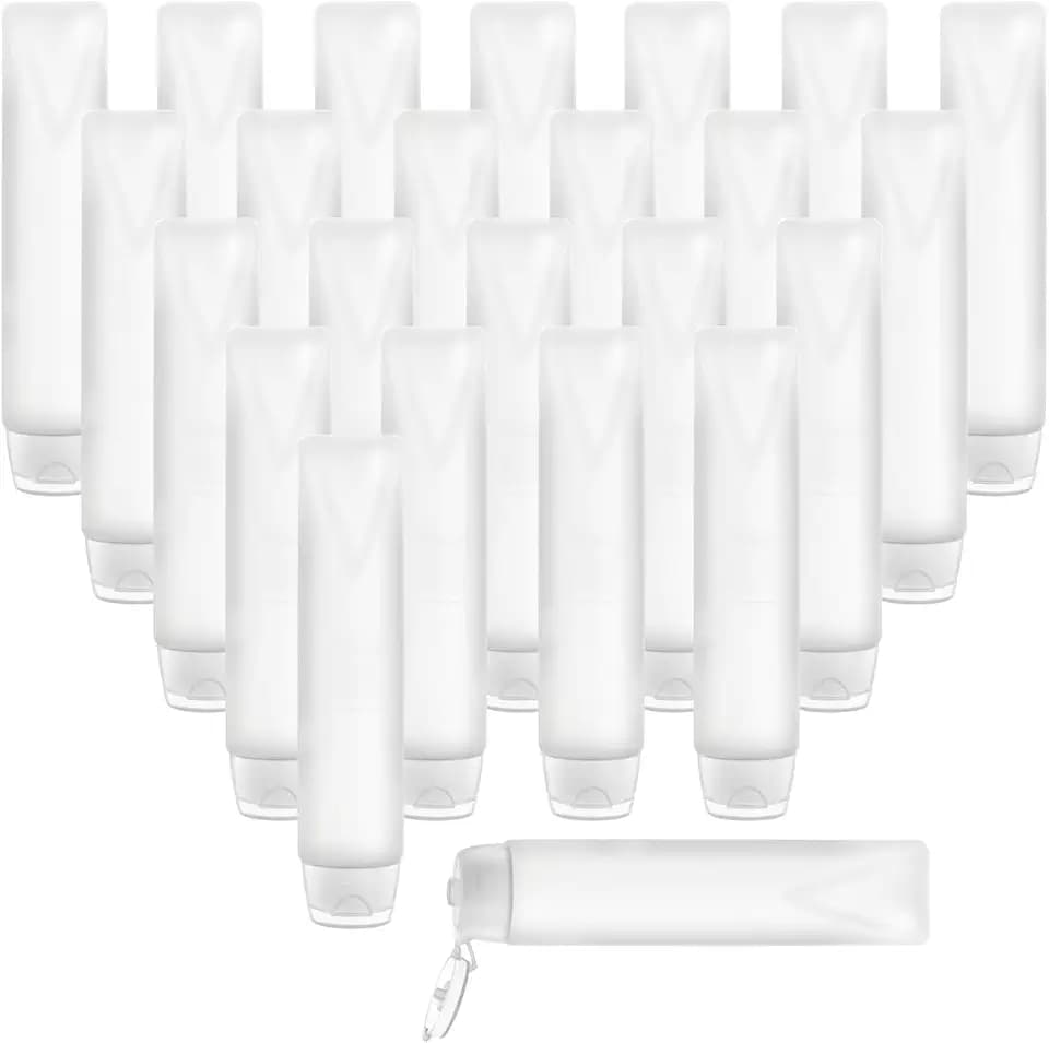 24 Pcs Plastic Squeeze Bottles Small Travel Toothpaste Tubes Container Empty Cosmetic Squeeze Bottle Mini Lotion Containers with Flip Cap for Makeup Sample - 50ml/1.7oz