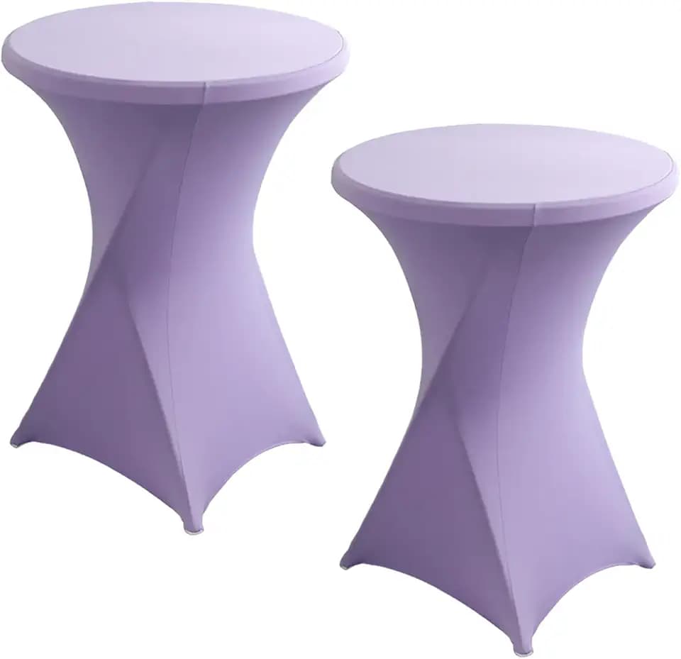 Rakila 2 Pack 43x32 Inch Spandex Round Tablecloth Cocktail Violet Table Covers Fitted Stretch Tablecloth for Wedding, Banquet, Party, Birthday