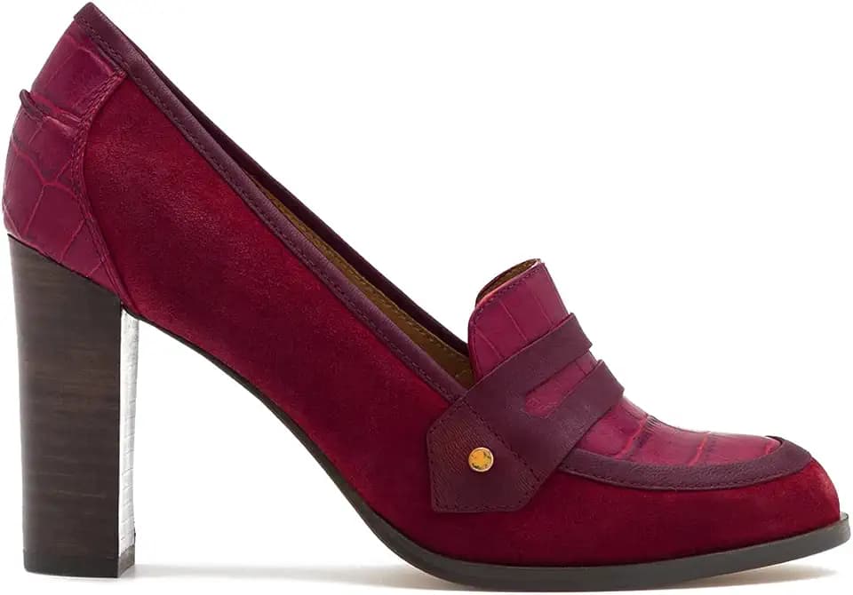 MOOMMO Women Chunky Block Heel Pumps Round Closed Toe Slip On Oxford Loafers Shoes High Heels Snakeskin Work Pump Suede Loafer for Office Ladies Classic Formal Business Professional Fall 4-13 M US