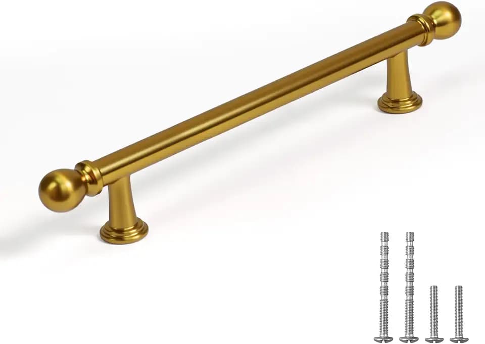 YAGU 10 Pack Champagne Bronze Kitchen Cabinet Pulls 5 Inch(128mm) Hole Center Solid Dark Gold Dresser Drawer Handles Honey Bronze Furniture Hardware for Cupboard Wardrobe Closet Vanity