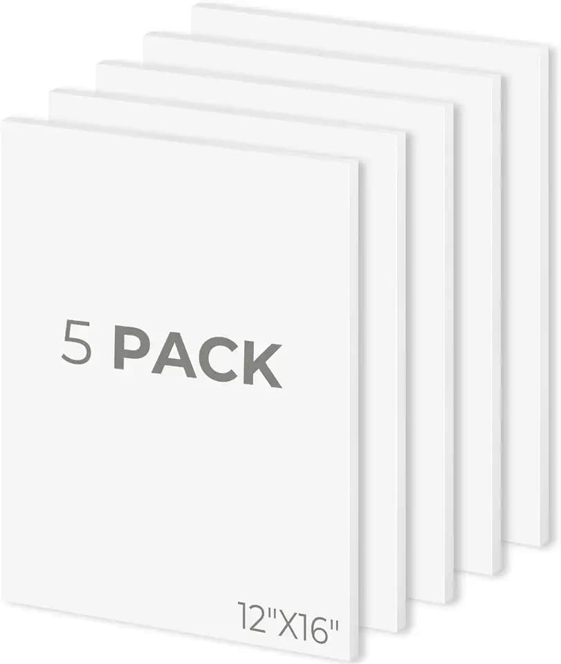 Mat Board Center 12x16 White Foam Boards Pack of 5, 1/8" Thick