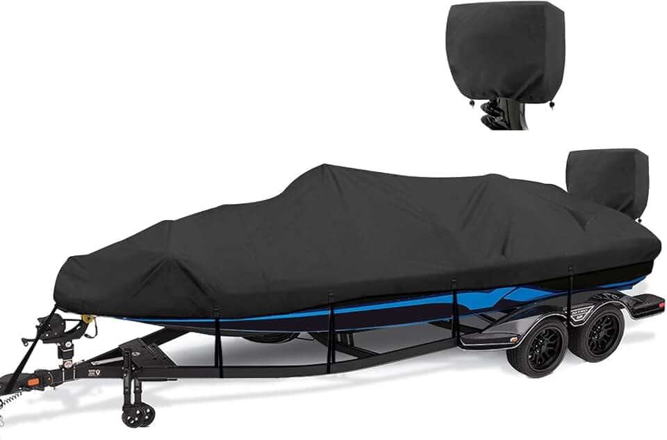 Boat Covers 17-19ft, 1200D Waterproof V-Hull, Black