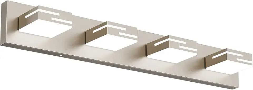 LED Modern Bathroom Vanity Light Fixtures, Dimmable Brushed Nickel Vanity Lights for Bathroom Lighting Fixtures Over Mirror, with 360° Rotatable Acrylic Heads 4-Light 30-inch (Cool White 6000K)