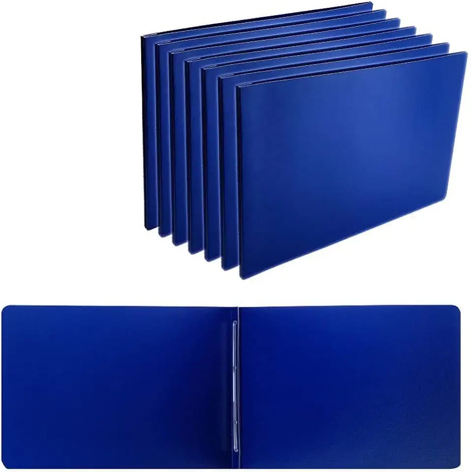Fiberboard Binder Folder, Sheet Size 11" x 17”, with 3" Capacity 220mm Long Metal Prong Paper Fastener, for Pressboard Report Cover, Blue 8 per Box