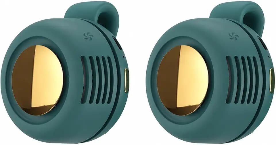 Portable Silent Mini Bladeless Fan Clip On, Small Fan Clip on for Shirt & Waist, Adjustable 3-Speed Suspended Whirlwind Fans, For Outdoor & Travel & Office, Travel Accessories (2, green)