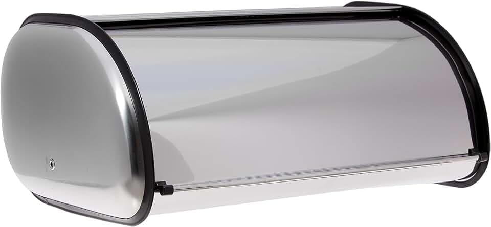 HOME IT Stainless Steel Bread Box for Kitchen Counter, Roll Top Lid, Large