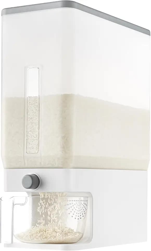 Lifewit Rice Container 26 Lbs, One-Press Dispenser with Measuring Cup