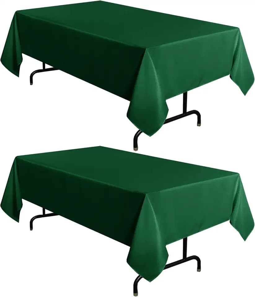 sancua 2 Pack Hunter Green Tablecloths 60x102 Inch Christmas Table Cloth