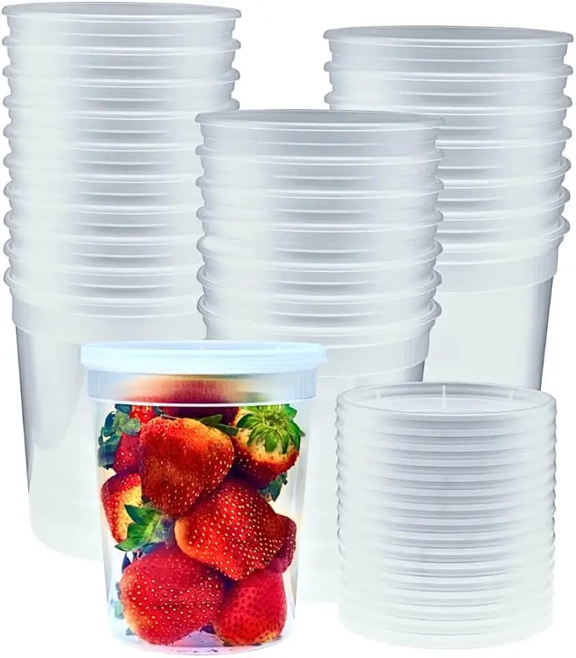 Green Direct Deli Containers with Lids 32 oz. 40 Pack Disposable Plastic Clear Leakproof Food Storage Containers for Lunch, Microwave, and Freezer safe
