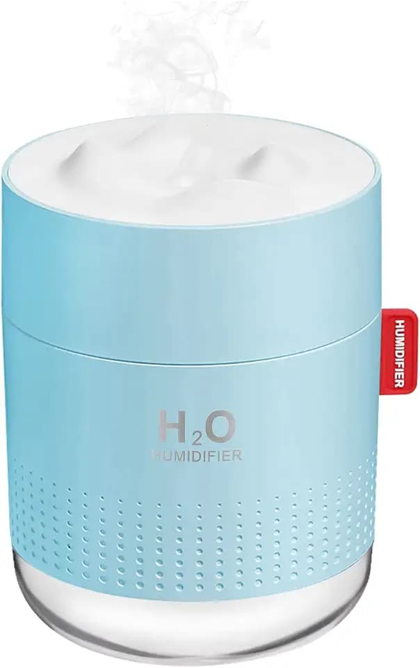 Portable Mini Humidifier, 500ml Small Humidifier for Bedroom Travel, Blue