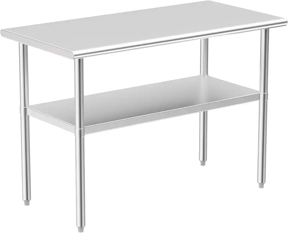 Stainless Steel Table for Prep & Work, 24x48 Inches, Metal Commercial Heavy Duty Table with Adjustable Under Shelf for Restaurant, Home and Hotel