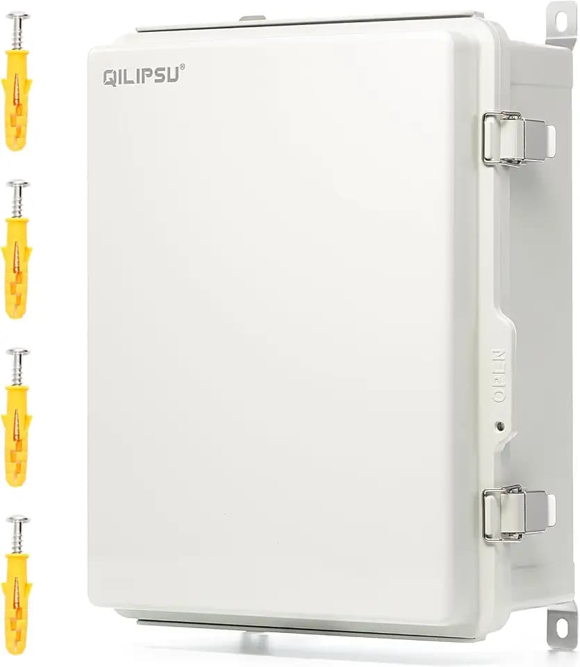 QILIPSU UL94-V0 Outdoor Electrical Box 16.4"x12.4"x7.1" Waterproof Junction Box Weatherproof PC/ABS Alloy Plastic IP66 Project Electric Enclosure Grey Hinged Door