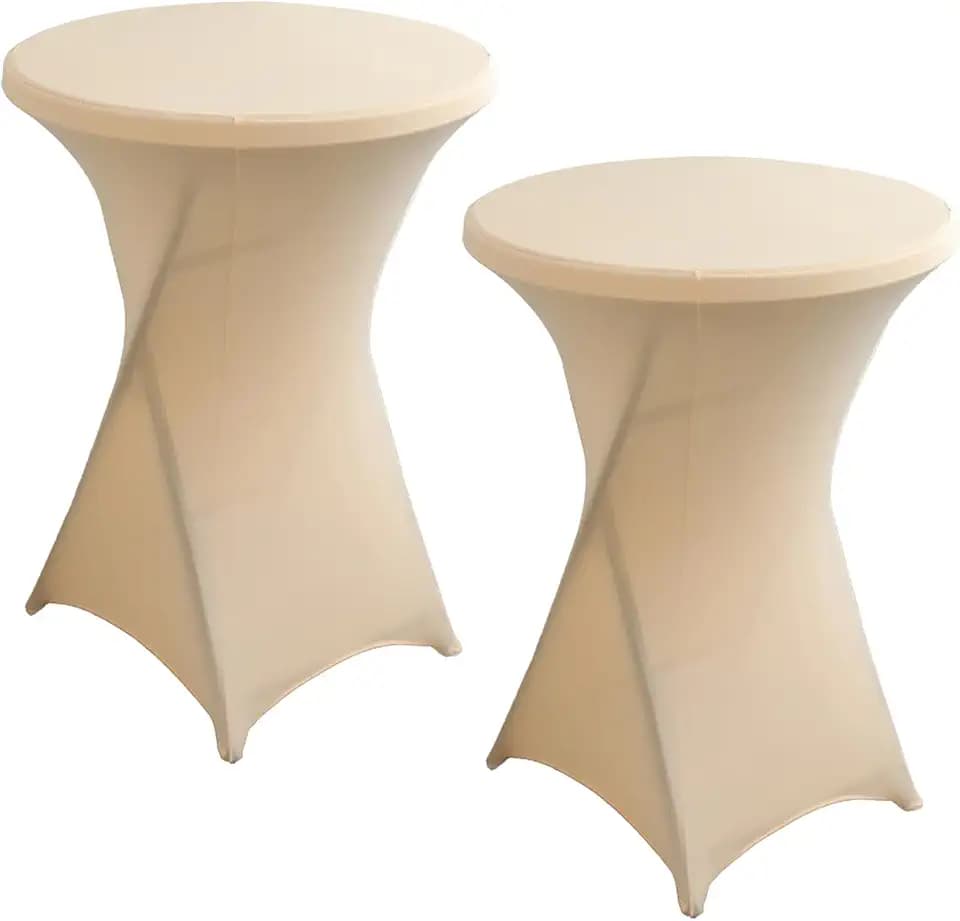 Rakila 2 Pack 43x32 Inch Spandex Round Tablecloth Cocktail Champagne Table Covers Fitted Stretch Tablecloth for Wedding, Banquet, Party, Birthday