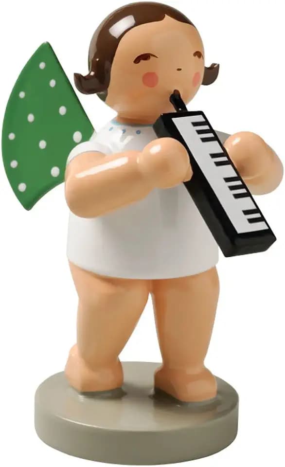 Wendt & Kuhn Brunette Hand Painted Grunhainichen Angel Melodica Figurine