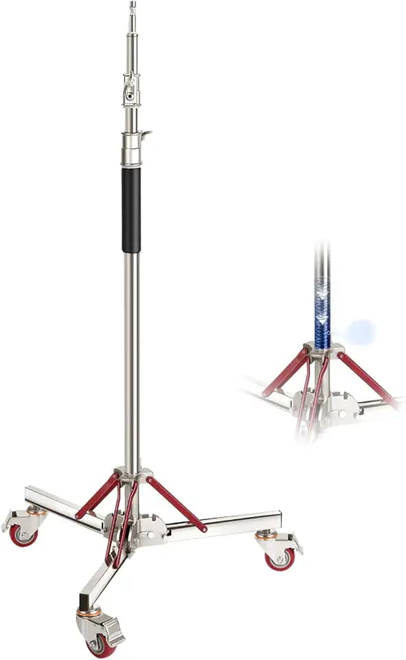 NEEWER 10ft Schwerlast Air luftgepolstertes Lichtstativ mit Rollen, SC305AW | Verstellbar Stativ, Edelstahl Fotografie Wheeled Stand, für Studio Blitz Softbox Monolight Reflektor