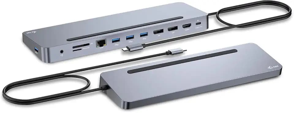 i-tec USB-C Metall Ergonomische Dockingstation 3x4K - 1x HDMI, 2X DisplayPort, 4X USB 3.2 Gen1, GLAN, SD/microSD