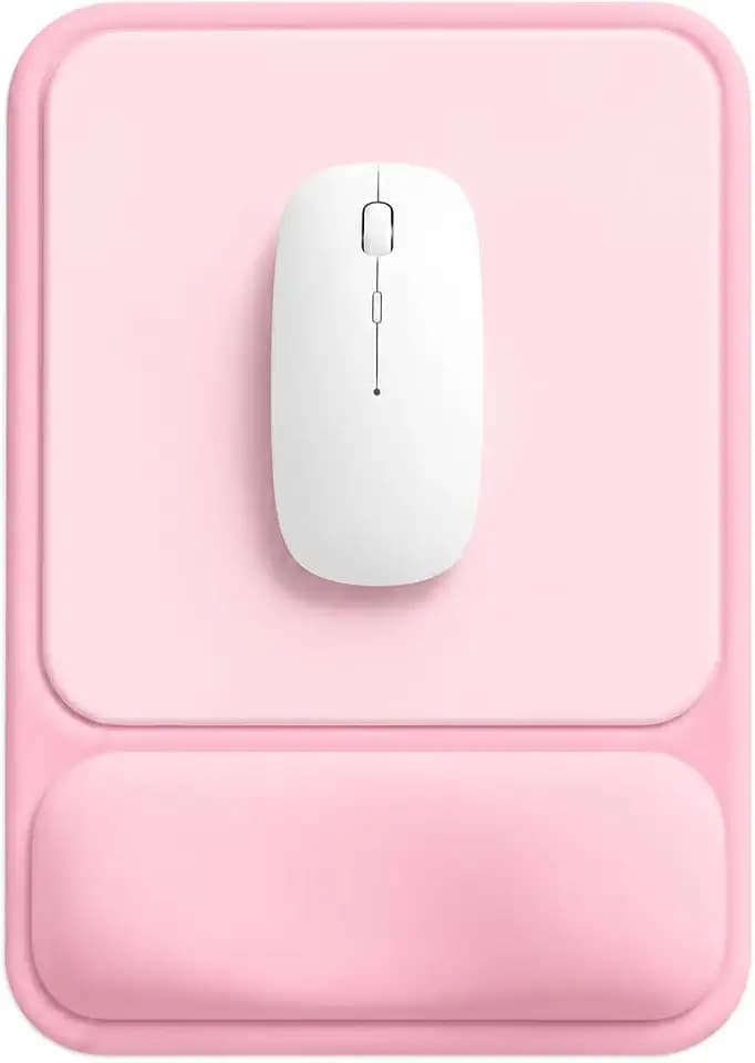eulps Ergonomic Mouse Pad with Wrist Rest, Gel Mousepad with Soft Wrist Support, Non-Slip PU Base, Smooth Surface Mouse Pad for Wrist Pain Relief, Computer Laptop Office Home & Gaming (Pink)