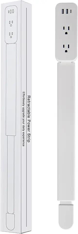 Outlet Extender Stick - Features USB-A, USB-C and 2 AC Outlets, Extends 22"-34", Rotates 180° Access Hard-to-Reach Outlets, Wall Plug Power Socket Expander Nightstands, Sofa, Desks and More