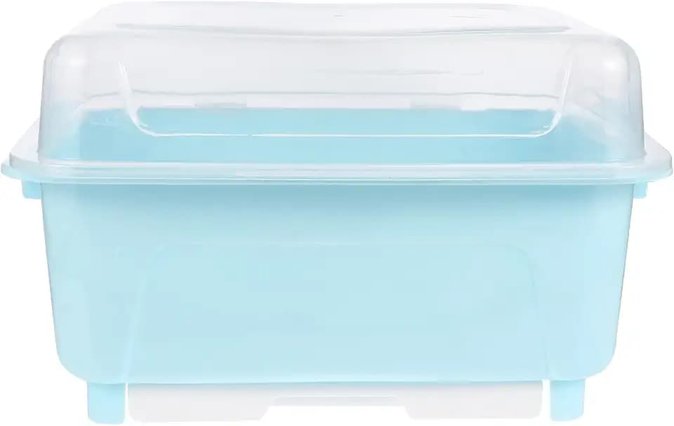 Operitacx Tableware Storage Box with Transparent Lid 13X10.23X7.87 Inch Kitchen Organizer for Bowls Chopsticks Cutlery Drying Rack Home Use