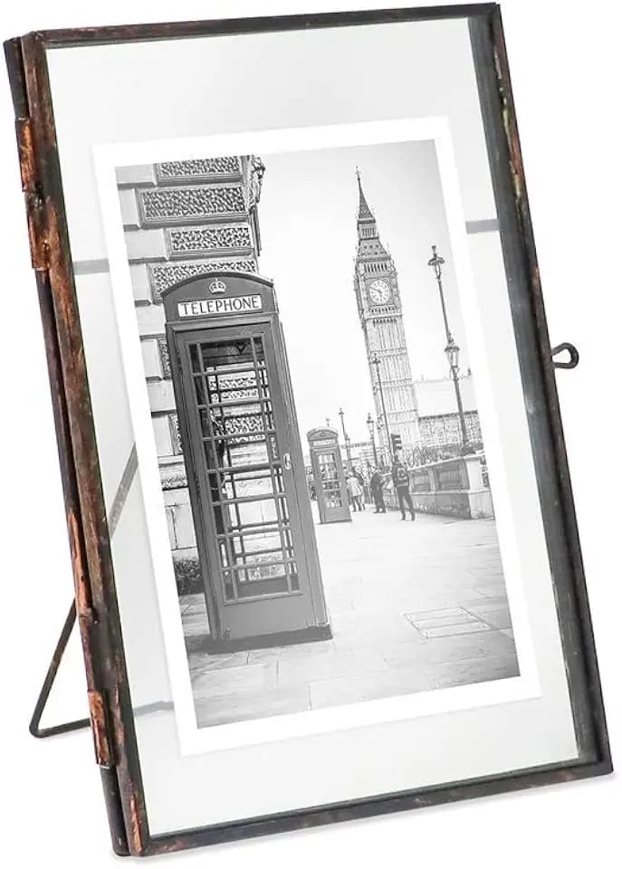 Isaac Jacobs 4x6 Bronze Vertical Metal Floating Photo Frame, Locket Closure