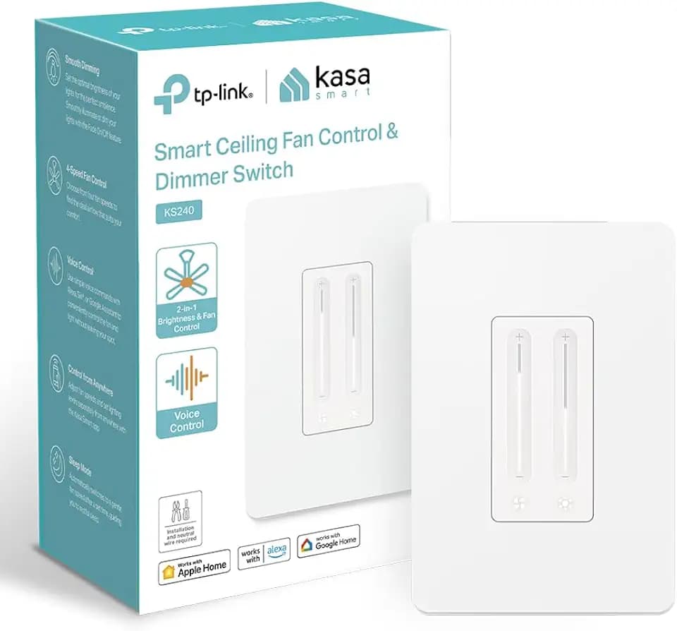 Kasa Smart Ceiling Fan Control & Dimmer Switch, KS240, Single Pole