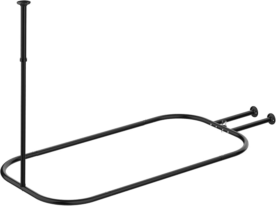 Oval Shower Curtain Rod Hoop Square Shape for Bathroom, 58.3"x24" Black