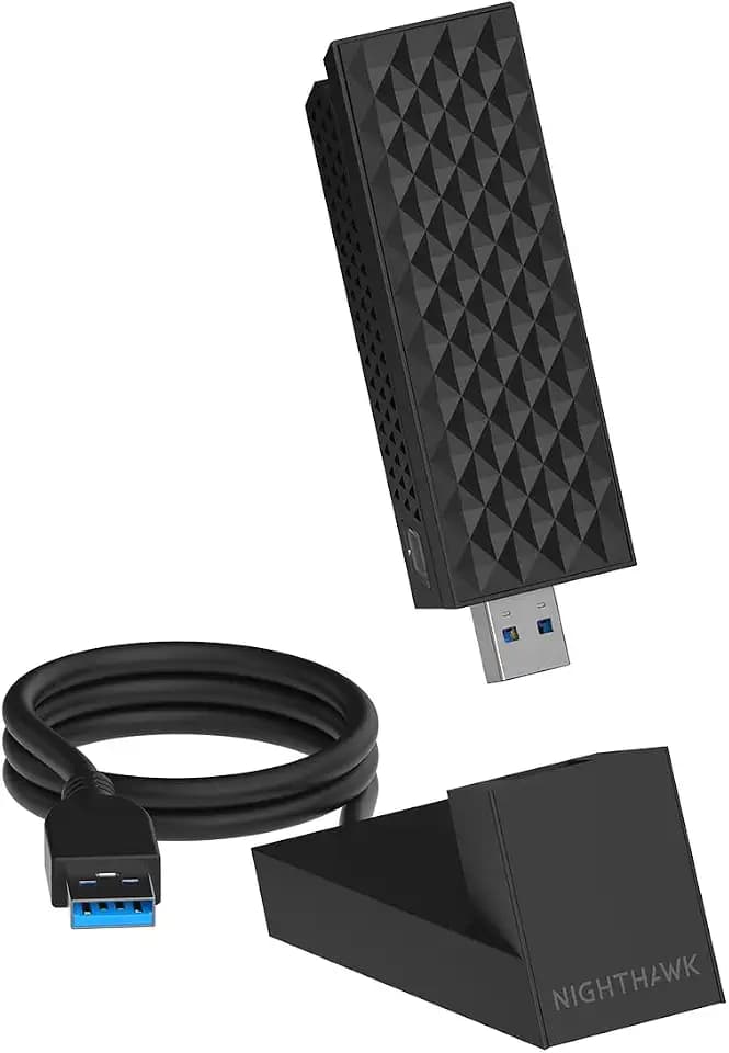 NETGEAR Nighthawk WiFi 7 USB 3.0-Adapter (A9000) – BE6000 Tri-Band Wireless Gigabit Speed (bis zu 6 Gbit/s) Funktioniert mit jedem WiFi 7- oder 6 6E-Router oder Mesh-System – Für Windows-PCs