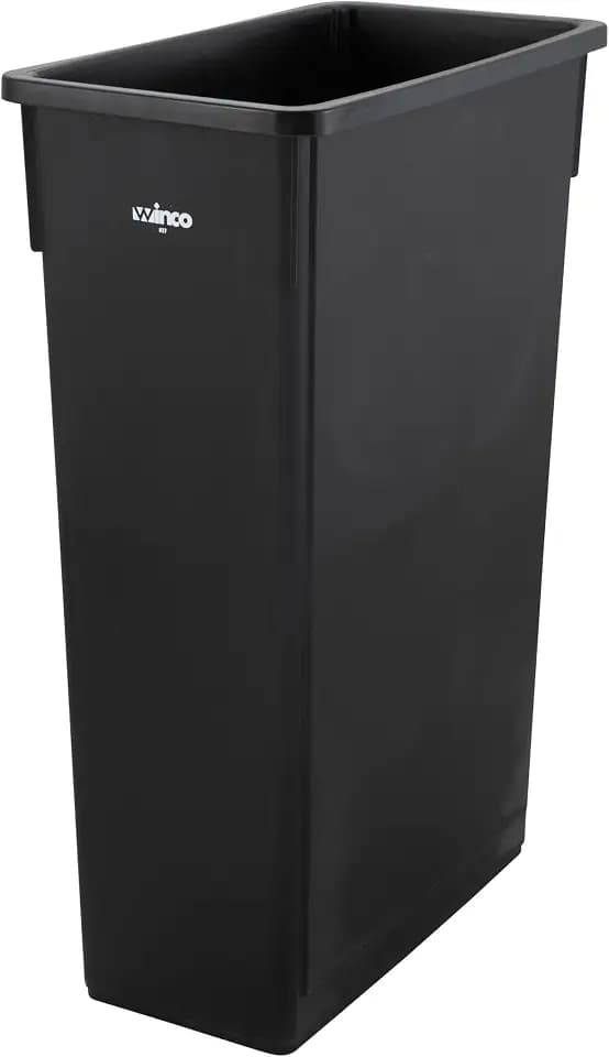 Winco Slender Trash Can, 23-Gallon, Black