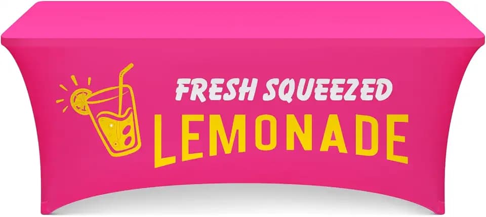 Oudain Lemonade Stand Supplies Tablecloth for Folding Tables,Hot Pink,6ft