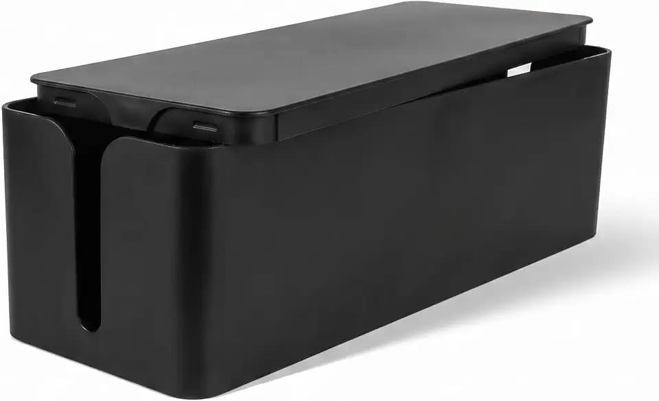 Faltbare Kabelbox, Kunststoff Kabel Organizer Box, Schwarz (40x14,5x12,7cm)