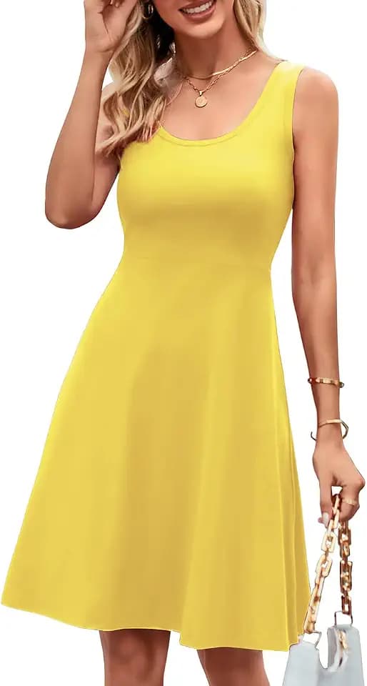 Herou Summer Beach Dresses for Women A Line Sleeveless Tank Dress