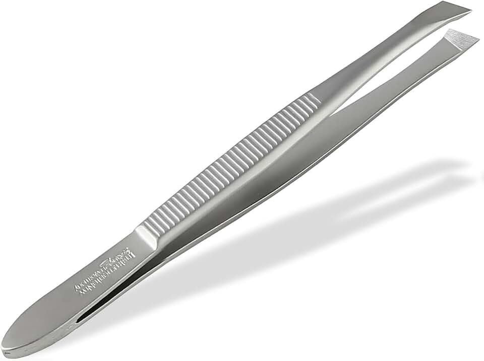 Solinger Zupfpinzette Pinzette Schräg Made in Germany Rostfreier Edelstahl | Haarzupfpinzette Augenbrauenpinzette zur Gesichtspflege Schräge Beauty-Pinzette zur Haarentfernung für Damen und Herren
