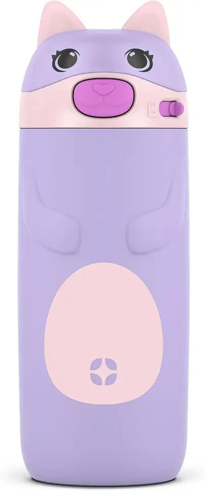 Ello Ellies 12oz Stainless Steel Leakproof Kids Water Bottle, Cat