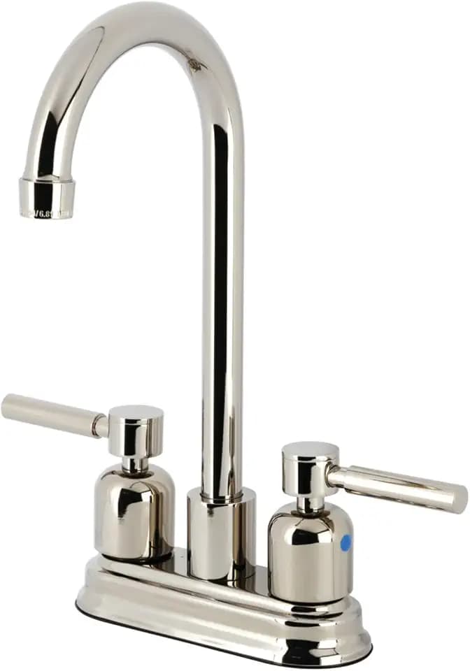 Kingston KB8496DL 4" Centerset Bar Faucet, Polished Nickel