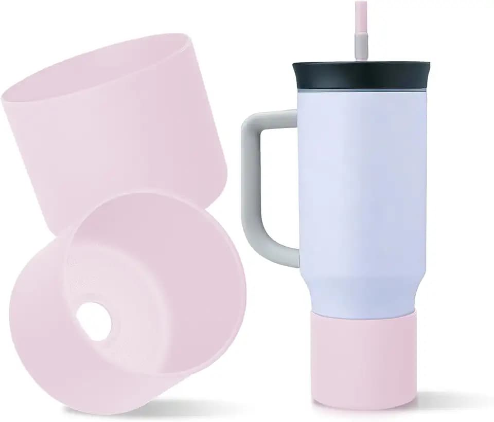2PCS Silicone Boots for Owala Triple Layer Insulated Travel Tumbler 40oz, Bottom Sleeve Non-Slip Owala Bottle Accessories, Scratch-Resistant Protective Water Bottle Cover Cup, BPA-Free