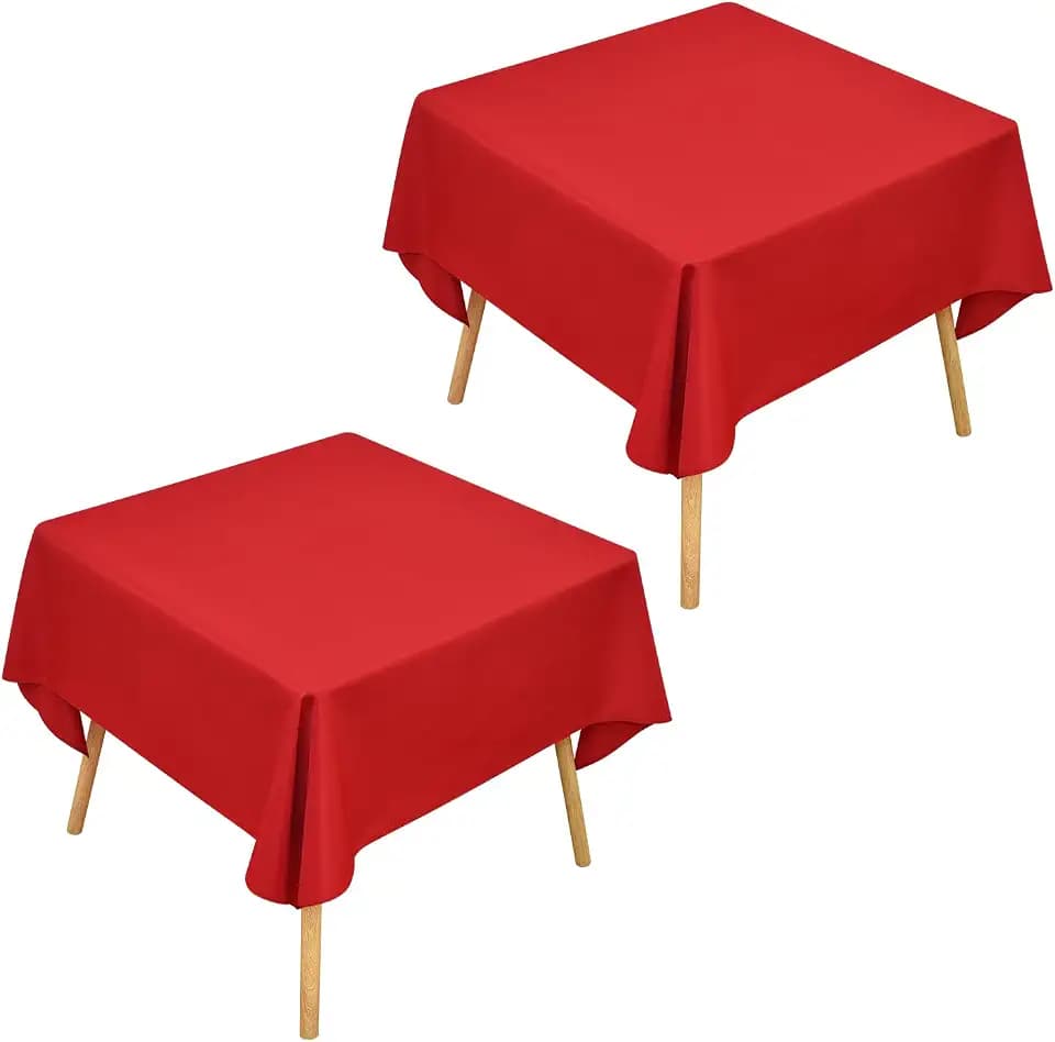 Wolkemer 2 Pack 54x54 Inch Square Tablecloth Washable Red Table Cloth